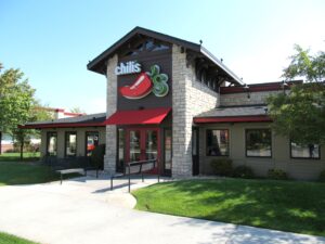 Front of Chili's restaurant with an installed roof 
