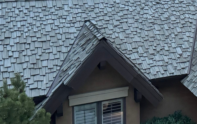 Old shake shingle roof in Holladay, Utah